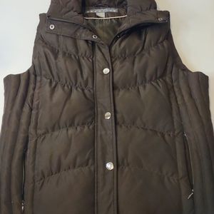 Kenneth Cole Reaction Down Feather Puffer Full Zip Vest Women's Size Large Brown